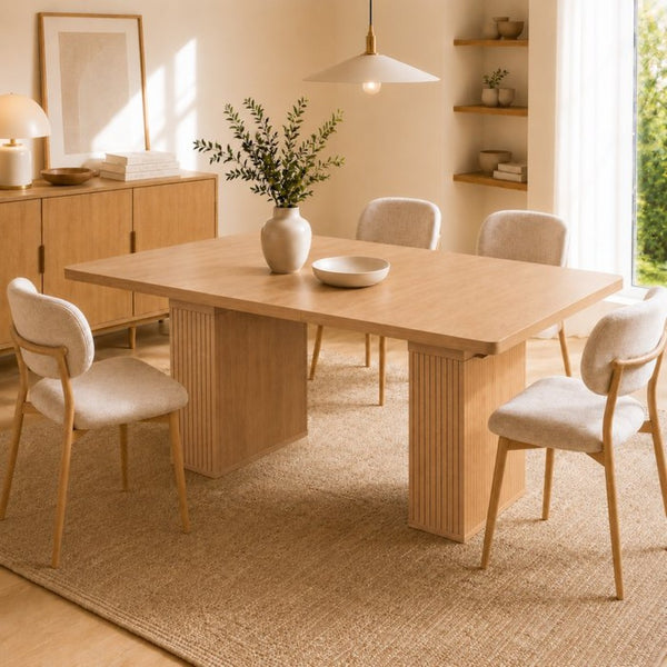 English Elm Expandable Dining Table Seats Six to Ten with Integrated Storage and Modern Minimalist Build Walnut Brown - B W1347S00027