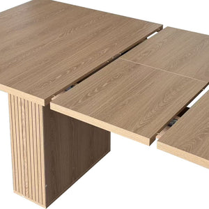 English Elm Expandable Dining Table Seats Six to Ten with Integrated Storage and Modern Minimalist Build Walnut Brown - B W1347S00027