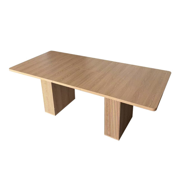 English Elm Expandable Dining Table Seats Six to Ten with Integrated Storage and Modern Minimalist Build Walnut Brown - B W1347S00027