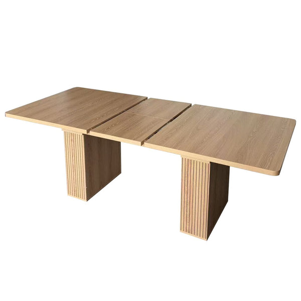 English Elm Expandable Dining Table Seats Six to Ten with Integrated Storage and Modern Minimalist Build Walnut Brown - B W1347S00027