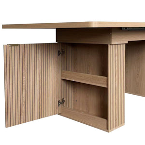 English Elm Expandable Dining Table Seats Six to Ten with Integrated Storage and Modern Minimalist Build Walnut Brown - B W1347S00027