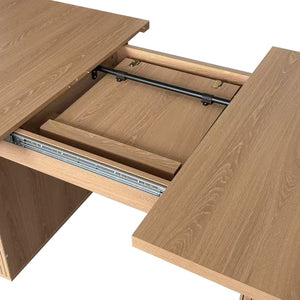 English Elm Expandable Dining Table Seats Six to Ten with Integrated Storage and Modern Minimalist Build Walnut Brown - B W1347S00027