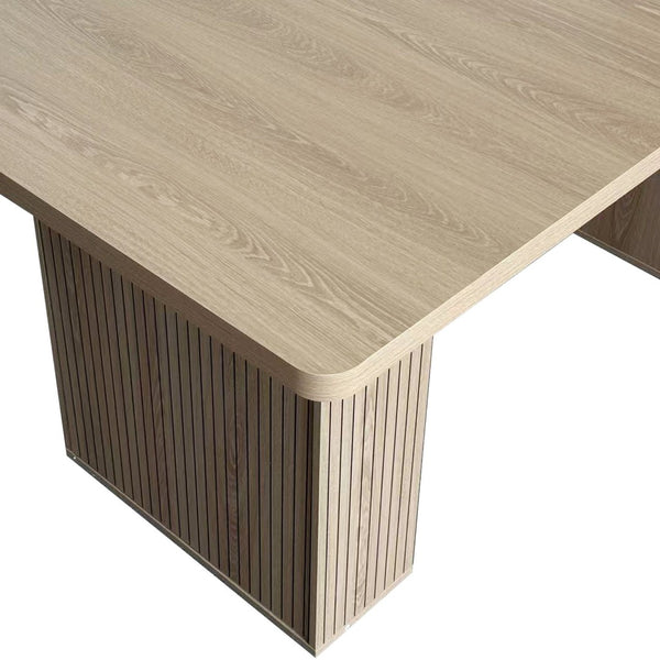 English Elm Expandable Dining Table Seats Six to Ten with Integrated Storage and Modern Minimalist Build Walnut Brown - B W1347S00027