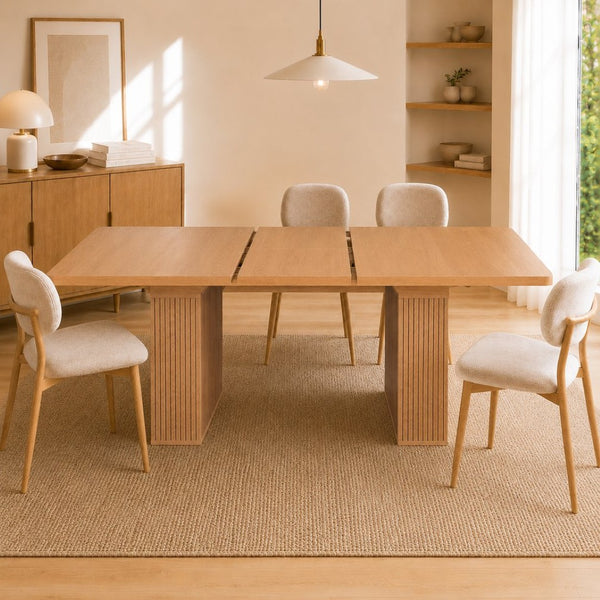 English Elm Expandable Dining Table Seats Six to Ten with Integrated Storage and Modern Minimalist Build Walnut Brown - B W1347S00027