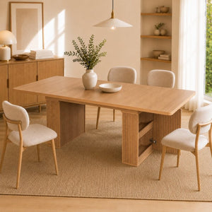 English Elm Expandable Dining Table Seats Six to Ten with Integrated Storage and Modern Minimalist Build Walnut Brown - B W1347S00027
