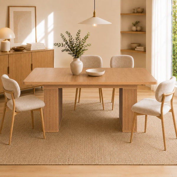 English Elm Expandable Dining Table Seats Six to Ten with Integrated Storage and Modern Minimalist Build Walnut Brown - B W1347S00027