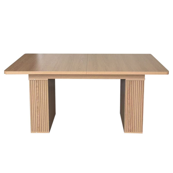 English Elm Expandable Dining Table Seats Six to Ten with Integrated Storage and Modern Minimalist Build Walnut Brown - B W1347S00027