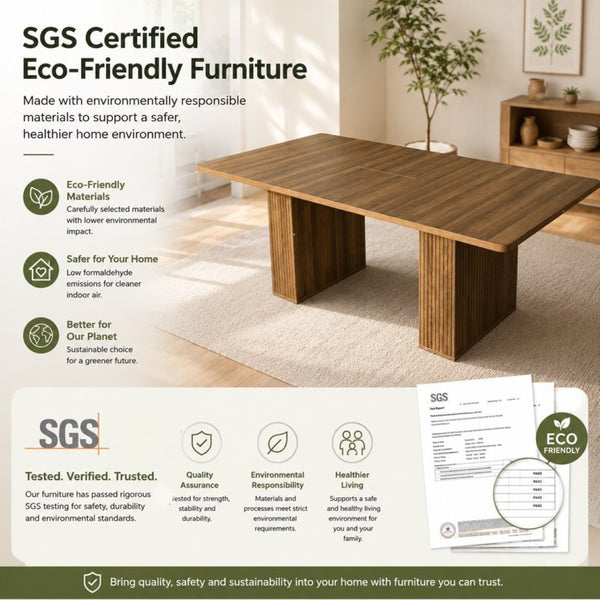 English Elm Expandable Dining Table Seats Six to Ten with Integrated Storage and Modern Minimalist Build Walnut Brown - A W1347S00028