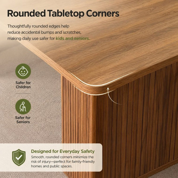 English Elm Expandable Dining Table Seats Six to Ten with Integrated Storage and Modern Minimalist Build Walnut Brown - A W1347S00028