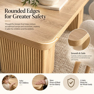 English Elm Modern Oak Grain Extendable Dining Table with Sculpted Pedestal Base Seats Eight W1347S00032