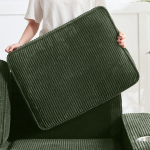 English Elm 83.86"corduroy Fabric Three-seat Sofa with Cup Holders for Modern Living Rooms Green W1359P404577