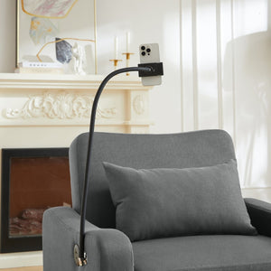 English Elm Sleeper Sofa Chair Convertible Linen Armchair Guest Bed with Usb Charging for Small Spaces Dark Gray Phone Holder W1359P491354
