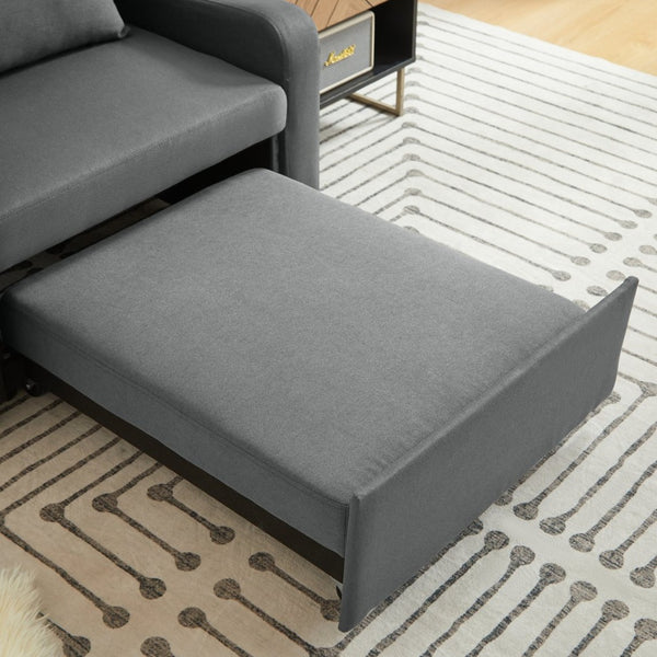 English Elm Sleeper Sofa Chair Convertible Linen Armchair Guest Bed with Usb Charging for Small Spaces Dark Gray Phone Holder W1359P491354