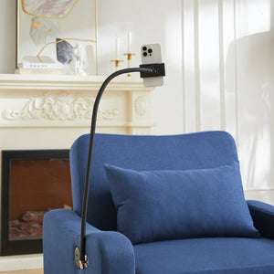 English Elm Sleeper Sofa Chair Convertible Linen Armchair Guest Bed with Usb Charging for Small Spaces Dark Blue Phone Holder W1359P491430