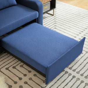 English Elm Sleeper Sofa Chair Convertible Linen Armchair Guest Bed with Usb Charging for Small Spaces Dark Blue Phone Holder W1359P491430