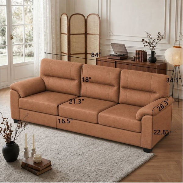 English Elm 3-Seat Mid-Century Microfiber Sofa Tufted Cushions Pillow Armrests Pet Friendly Couch W1359S00067