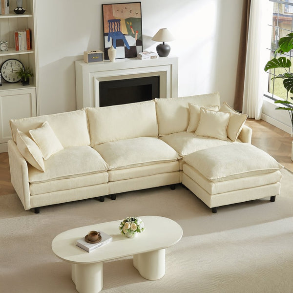 English Elm Modular Chenille Cloud Sectional Sofa with Removable Ottoman for Living Room W1359S00070