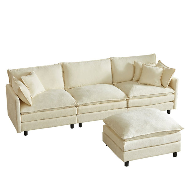 English Elm Modular Chenille Cloud Sectional Sofa with Removable Ottoman for Living Room W1359S00070