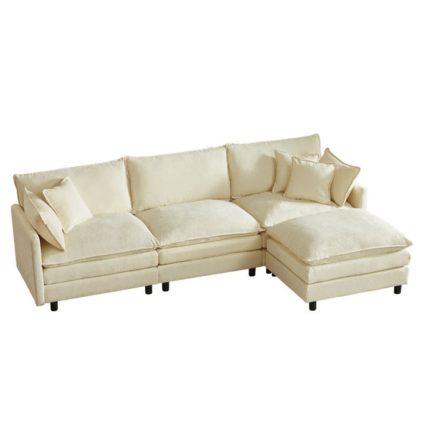 English Elm Modular Chenille Cloud Sectional Sofa with Removable Ottoman for Living Room W1359S00070