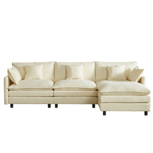 English Elm Modular Chenille Cloud Sectional Sofa with Removable Ottoman for Living Room W1359S00070