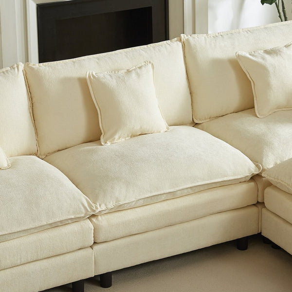 English Elm Modular Chenille Cloud Sectional Sofa with Removable Ottoman for Living Room W1359S00070