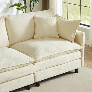 English Elm Modular Chenille Cloud Sectional Sofa with Removable Ottoman for Living Room W1359S00070