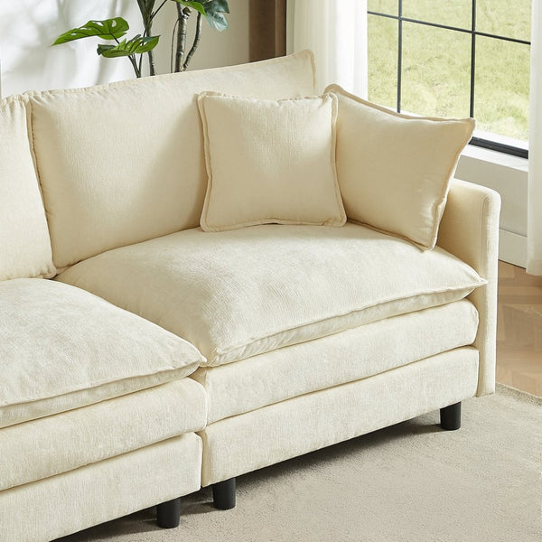 English Elm Modular Chenille Cloud Sectional Sofa with Removable Ottoman for Living Room W1359S00070