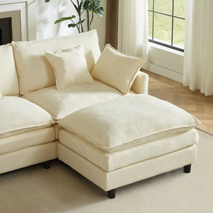 English Elm Modular Chenille Cloud Sectional Sofa with Removable Ottoman for Living Room W1359S00070