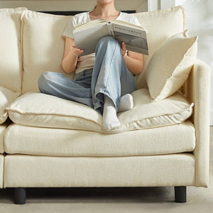 English Elm Modular Chenille Cloud Sectional Sofa with Removable Ottoman for Living Room W1359S00070
