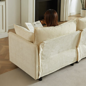 English Elm Modular Chenille Cloud Sectional Sofa with Removable Ottoman for Living Room W1359S00070