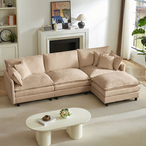 English Elm Modular Chenille Cloud Sectional Sofa with Removable Ottoman for Living Room Coffee W1359S00071