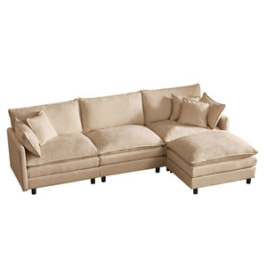 English Elm Modular Chenille Cloud Sectional Sofa with Removable Ottoman for Living Room Coffee W1359S00071