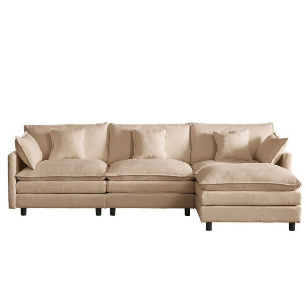 English Elm Modular Chenille Cloud Sectional Sofa with Removable Ottoman for Living Room Coffee W1359S00071