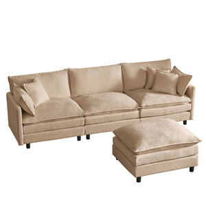 English Elm Modular Chenille Cloud Sectional Sofa with Removable Ottoman for Living Room Coffee W1359S00071