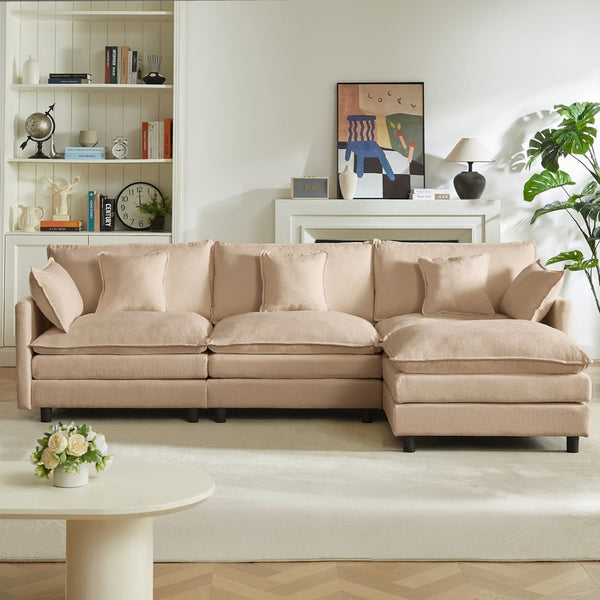 English Elm Modular Chenille Cloud Sectional Sofa with Removable Ottoman for Living Room Coffee W1359S00071