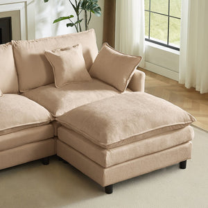English Elm Modular Chenille Cloud Sectional Sofa with Removable Ottoman for Living Room Coffee W1359S00071