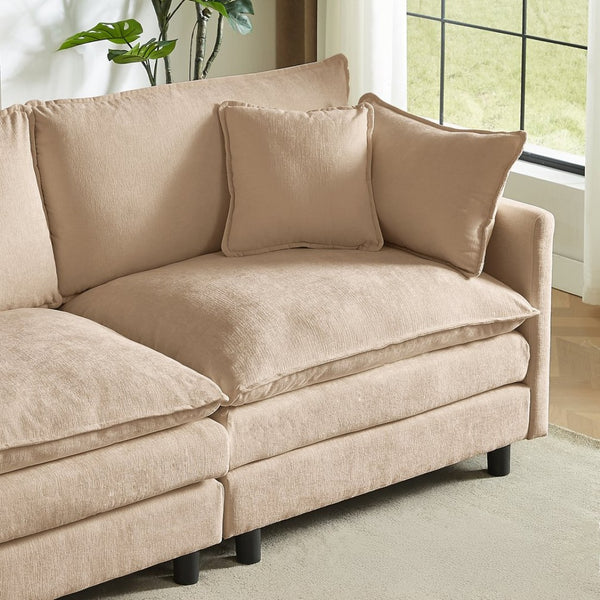 English Elm Modular Chenille Cloud Sectional Sofa with Removable Ottoman for Living Room Coffee W1359S00071