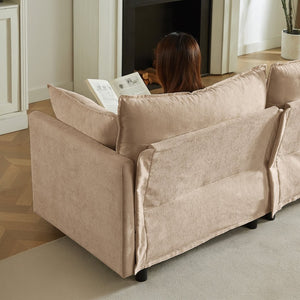 English Elm Modular Chenille Cloud Sectional Sofa with Removable Ottoman for Living Room Coffee W1359S00071