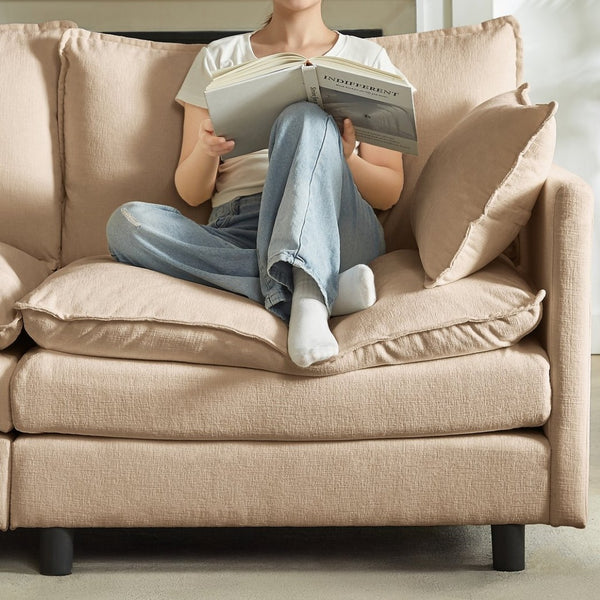 English Elm Modular Chenille Cloud Sectional Sofa with Removable Ottoman for Living Room Coffee W1359S00071