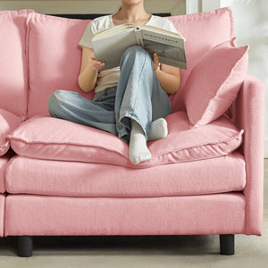 English Elm Modular Chenille Cloud Sectional Sofa with Removable Ottoman for Living Room Pink W1359S00072