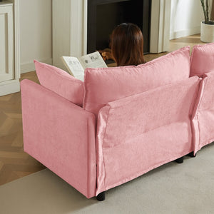 English Elm Modular Chenille Cloud Sectional Sofa with Removable Ottoman for Living Room Pink W1359S00072
