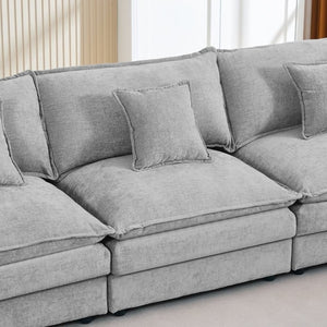 English Elm Modular Cloud Sectional Sofa Chenille Upholstered L Shaped Design with Movable Ottoman Grey W1359S00081
