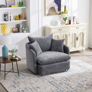 English Elm M80loungechair Plush Chenille Swivel Chair for Relaxed Contemporary Living Room Comfort W1361P335576