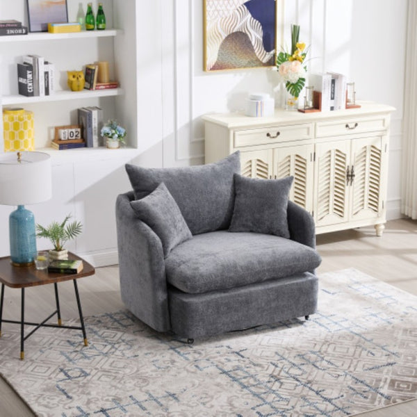 English Elm M80loungechair Plush Chenille Swivel Chair for Relaxed Contemporary Living Room Comfort W1361P335576