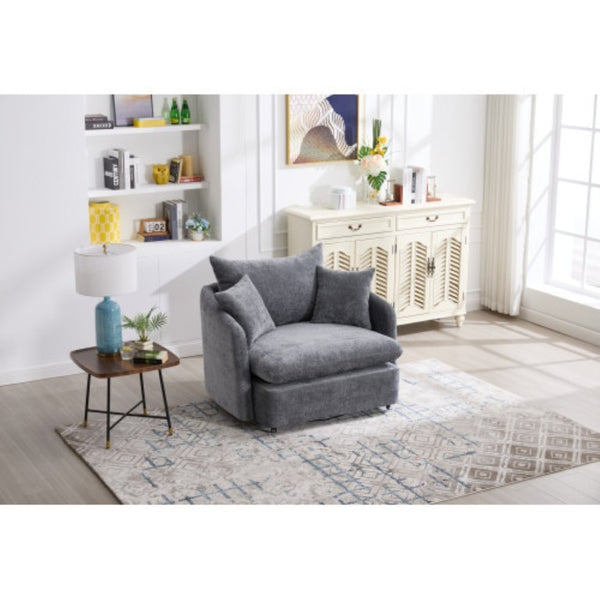 English Elm M80loungechair Plush Chenille Swivel Chair for Relaxed Contemporary Living Room Comfort W1361P335576