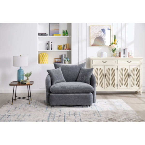 English Elm M80loungechair Plush Chenille Swivel Chair for Relaxed Contemporary Living Room Comfort W1361P335576