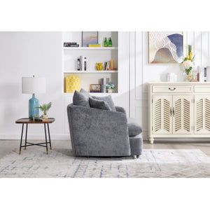 English Elm M80loungechair Plush Chenille Swivel Chair for Relaxed Contemporary Living Room Comfort W1361P335576