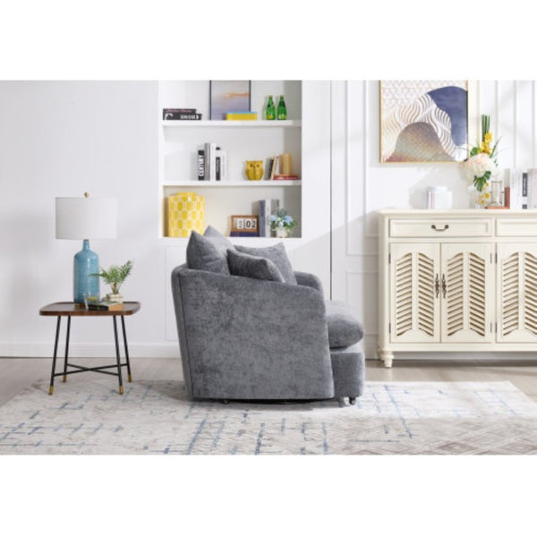 English Elm M80loungechair Plush Chenille Swivel Chair for Relaxed Contemporary Living Room Comfort W1361P335576