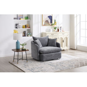 English Elm M80loungechair Plush Chenille Swivel Chair for Relaxed Contemporary Living Room Comfort W1361P335576