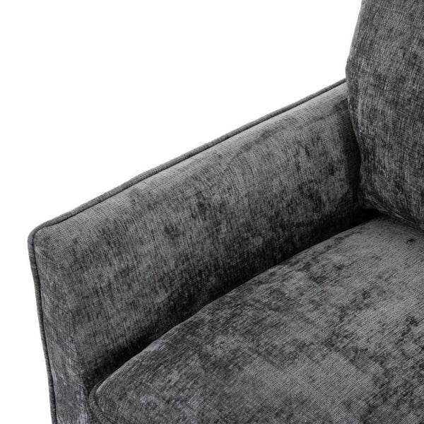 English Elm 360° Swivel Club Chairs Set of 2 Mid-Century Chenille Upholstered Living Room Seating Grey W1361S00104